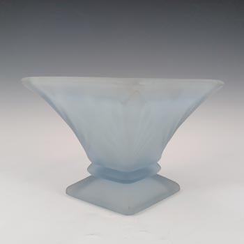 Bagley #3180 Art Deco Frosted Blue Glass 'Spinette' Vase