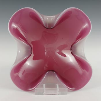Murano Vintage Pink & Opalescent White Glass Ashtray Bowl