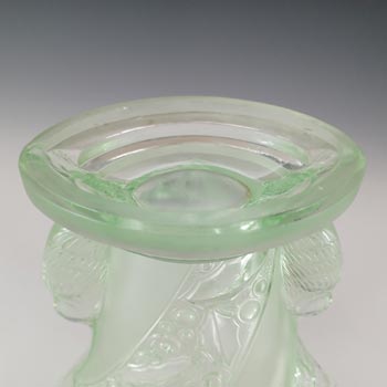 Brockwitz #6925 Art Deco Uranium Green Glass 'Parakeet' Bird Vase