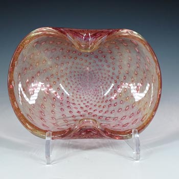 Arte Nuova Pustetto & Zanetti Murano Gold Leaf Bubble Glass Bowl