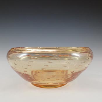 Whitefriars #9391 Golden Amber Glass Controlled Bubble 8.25" Bowl