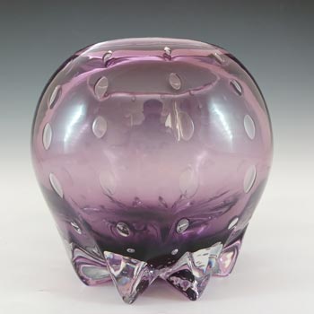 Stevens & Williams Vintage Purple Controlled Bubble Glass Vase