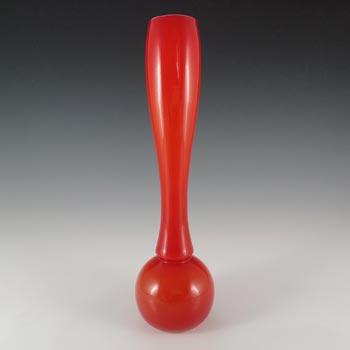 Empoli Vintage Italian Red Retro Opal Cased Glass Vase