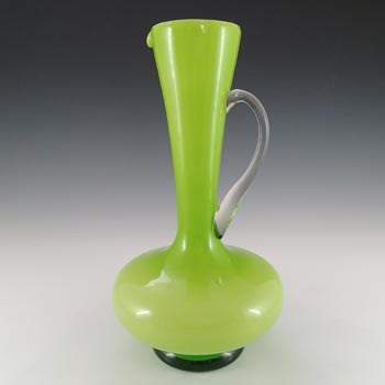 Empoli Large Vintage Retro Green Cased Glass Vase / Jug