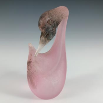 SIGNED Cenedese Murano 'Scavo' Pink Glass Swan Sculpture