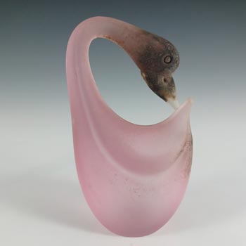 SIGNED Cenedese Murano 'Scavo' Pink Glass Swan Sculpture