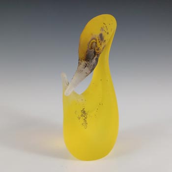 SIGNED Cenedese Murano 'Scavo' Yellow Glass Swan Sculpture