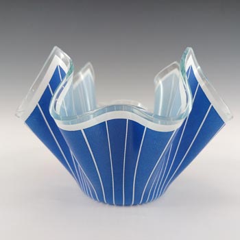 Chance Brothers Blue Glass 'Cordon' Retro Handkerchief Vase