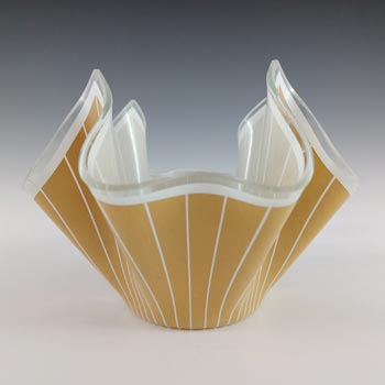 Chance Brothers Caramel Glass Cordon Handkerchief Vase