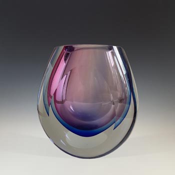 Fifth Avenue Chinese Purple & Blue Sommerso Faceted Glass Vase - Labelled