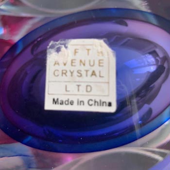 Fifth Avenue Chinese Purple & Blue Sommerso Faceted Glass Vase - Labelled