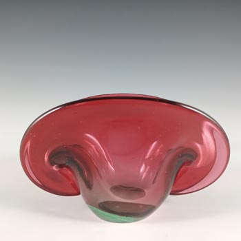 Murano Venetian Pink & Green Glass Clam Bowl/Vase