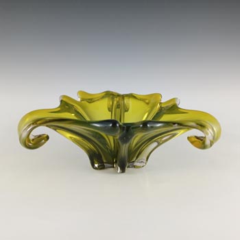 Cristallo Venezia CCC Vintage Murano Green & Clear Glass Bowl