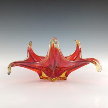 Cristallo Venezia CCC Murano Red & Amber Cased Glass Bowl