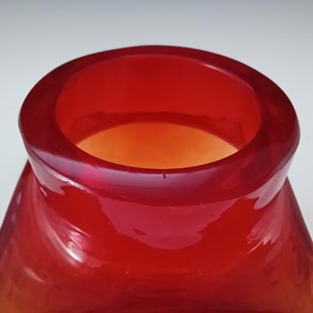 Dartington #FT59 Frank Thrower Flame Red Glass Daisy Vase