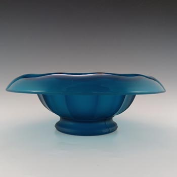 Davidson Art Deco Vintage Frosted Blue Glass Bowl #S/696D