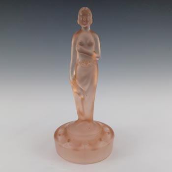 (image for) Müller & Co Art Deco Frosted Pink Glass Nude Lady Figurine