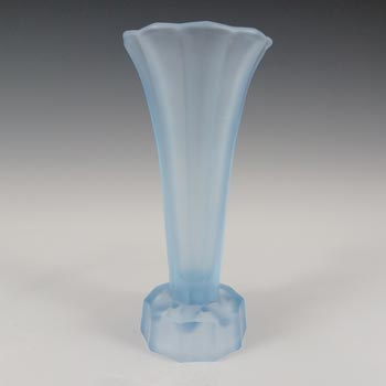 Ankerglas Bernsdorf Art Deco Blue Glass Vase & Bowl Set