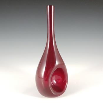 Elme Scandinavian Red Glass 'Dimpled' Vase by Gunnar Ander