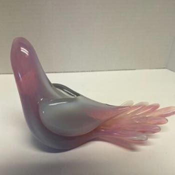 Ferro Italarts Murano Opalescent Glass Dove Sculpture - Labelled