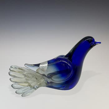Ferro Italarts Murano Blue Glass & Gold Leaf Dove Sculpture - Labelled