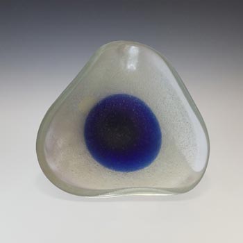 Ferro Italarts Murano Blue & Clear Glass Bollicine Bowl - Labelled