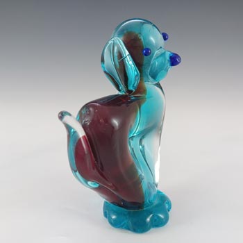 Ferro & Lazzarini Murano Blue & Red Glass Dog Sculpture