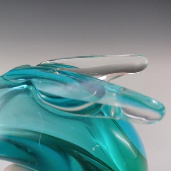 Ferro & Lazzarini Murano Blue & Green Sommerso Glass Duck Bottle