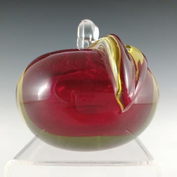 LABELLED Ferro & Lazzarini Murano Red & Amber Glass Apple