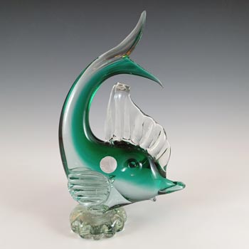 Murano / Venetian Green & Clear Glass Fish Sculpture