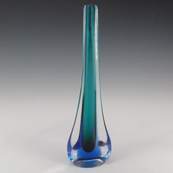 Galliano Ferro Murano Sommerso Green & Blue Glass Stem Vase
