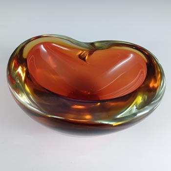 Murano Brown & Amber Sommerso Glass Retro Geode Bowl