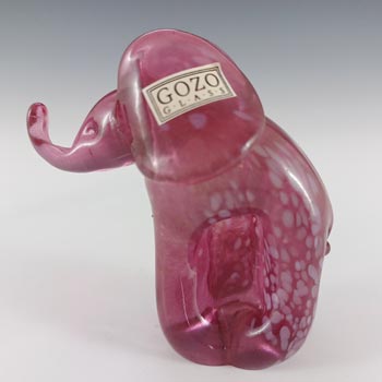 SIGNED & LABELLED Gozo Maltese Pink Glass Elephant