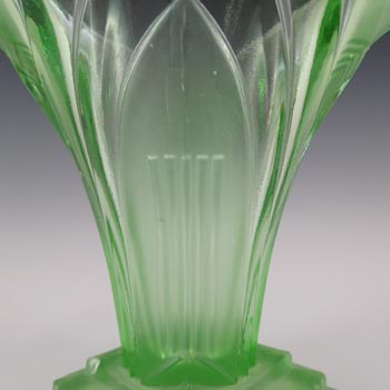 Walther & Söhne 6.5" Art Deco Green Glass 'Greta' Vase
