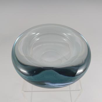 SIGNED Holmegaard #15738 Per Lutken 'Akva' Blue Glass Bowl