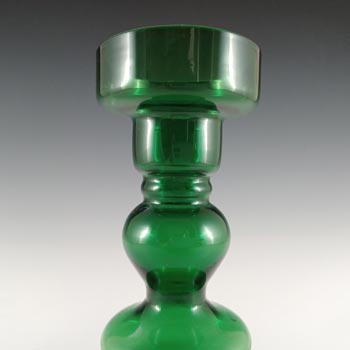 Japanese Vintage Green Hooped Art Glass Vase