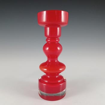 Japanese Red Cased Hooped Glass Vase - Swedish Style