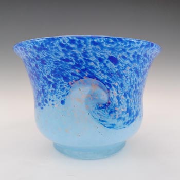 LABELLED John Deacons Blue & Copper Aventurine Glass Vase