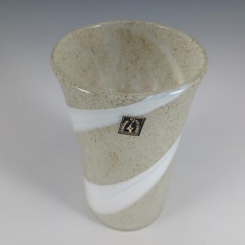 LABELLED Langham Speckled Brown, White Striped Glass Vase