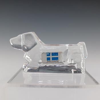 Lindshammar Swedish Glass Dog Sculpture / Knife Rest - Labelled