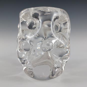 MARKED Liskeard Retro Clear Glass "Knobbly" Vase by Jim Dyer