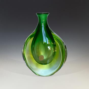 L Nason / Arte Nuova Murano Sommerso Uranium Glass Vase - Labelled