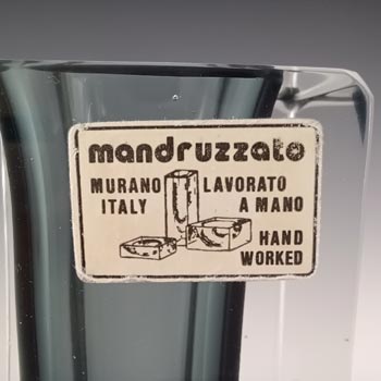 Mandruzzato Murano Faceted Grey & Clear Sommerso Glass Block Vase