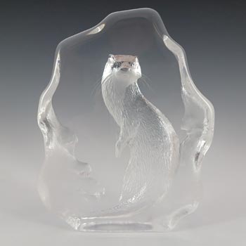 LABELLED Mats Jonasson #3287 Glass Otter Paperweight