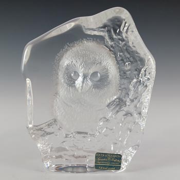 BOXED & SIGNED Mats Jonasson #3298 Swedish Glass Owl / Owlet