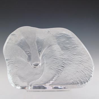 Mats Jonasson / Royal Krona #3644 Glass Badger Paperweight - Signed