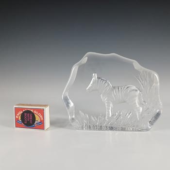 SIGNED Mats Jonasson / Royal Krona #33194 Glass Zebra Paperweight