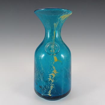 Mdina Maltese Cross Blue & Green Glass Vase / Carafe - Signed