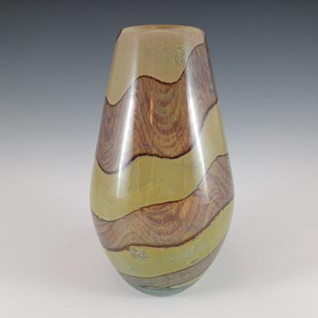 SIGNED Mdina 'Earthtones' Maltese Brown & Sandy Glass Vase