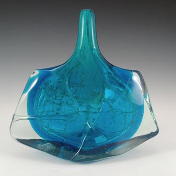 SIGNED Mdina Maltese Glass 'Fish / Axe Head' Vase 1979